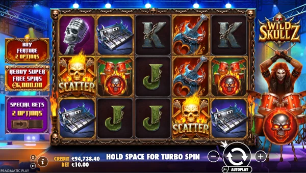 Wild Skullz Base Game Screenshot – Showing Features