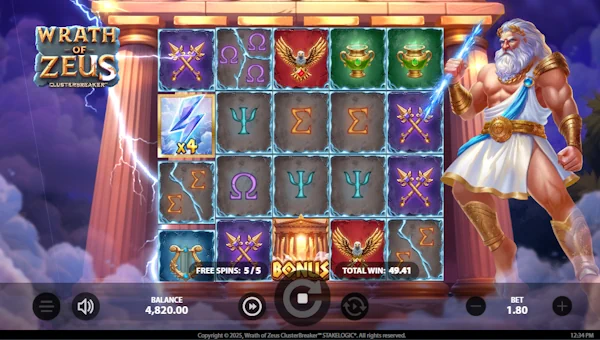 Wrath of Zeus Clusterbreaker bonus game