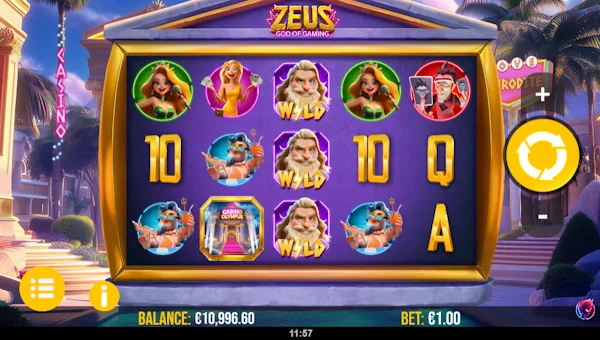 Zeus God of Gaming Base Game Screenshot – Showing Features
