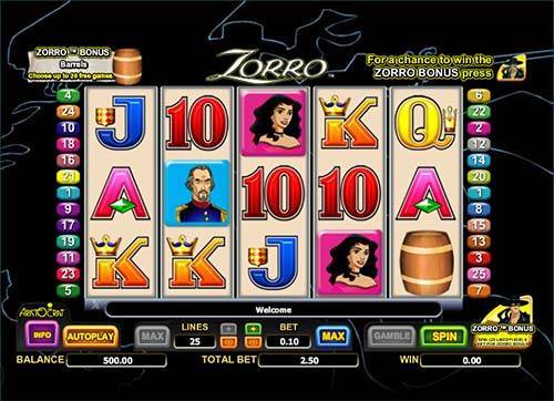 Zorro slot free play demo