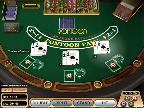 Pontoon Blackjack casino game